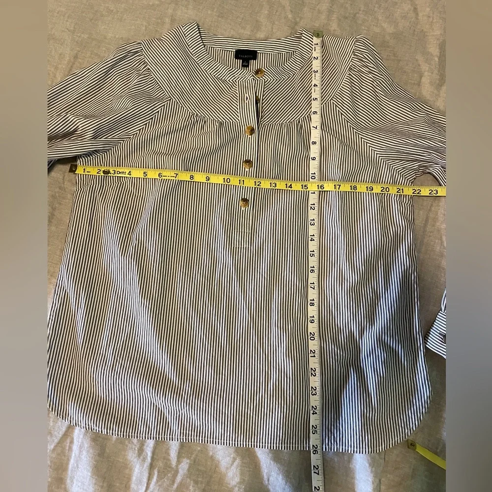 Talbots Gray & White Striped Popover Top